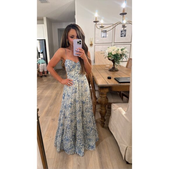 FREE PEOPLE Sundrenched Printed Maxi in Blue Combo Size Medium - Picture 1 of 12